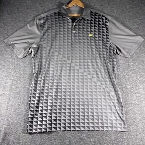 Mens Masters Tech Performance Golf Polo Shirt Size Large Gray Geometric Print